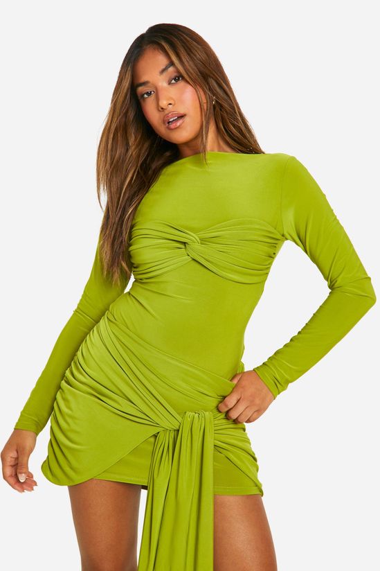 Petite Double Slinky Tie Drape Detail Mini Skirt