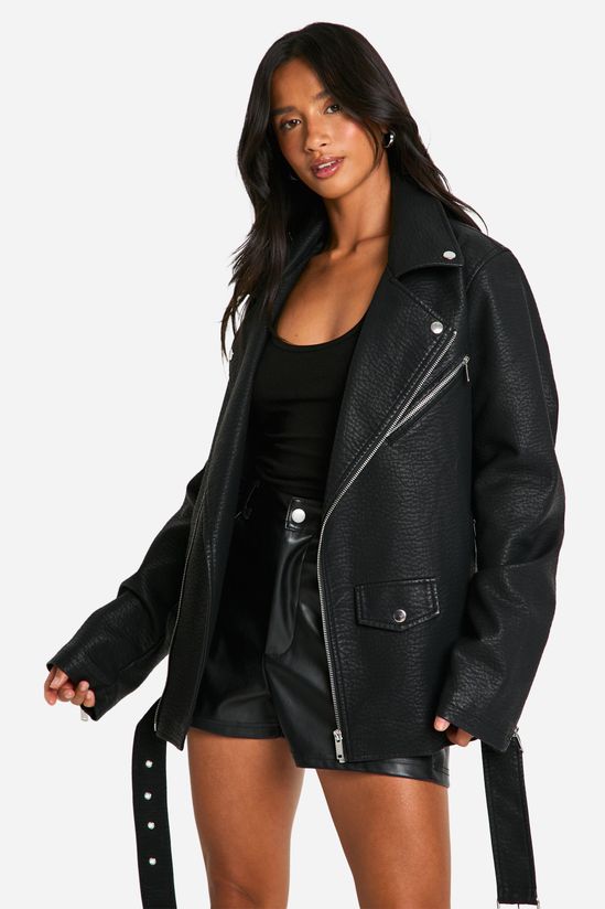 Petite Ultimate Oversized Faux Leather Biker Jacket