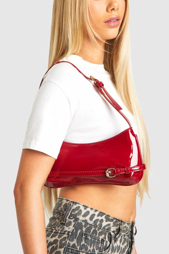 Vinyl Buckle Detail Shoulder Bag