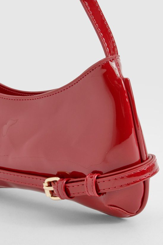 Vinyl Buckle Detail Shoulder Bag