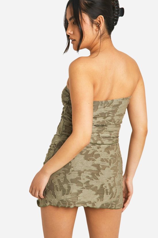 Floral Texture Ruched Mini Skirt