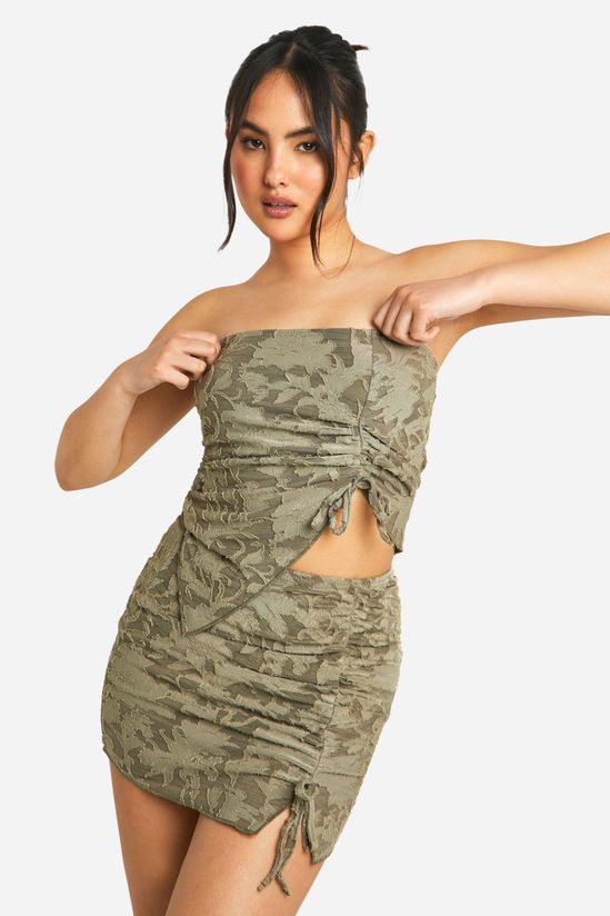 Floral Texture Ruched Mini Skirt