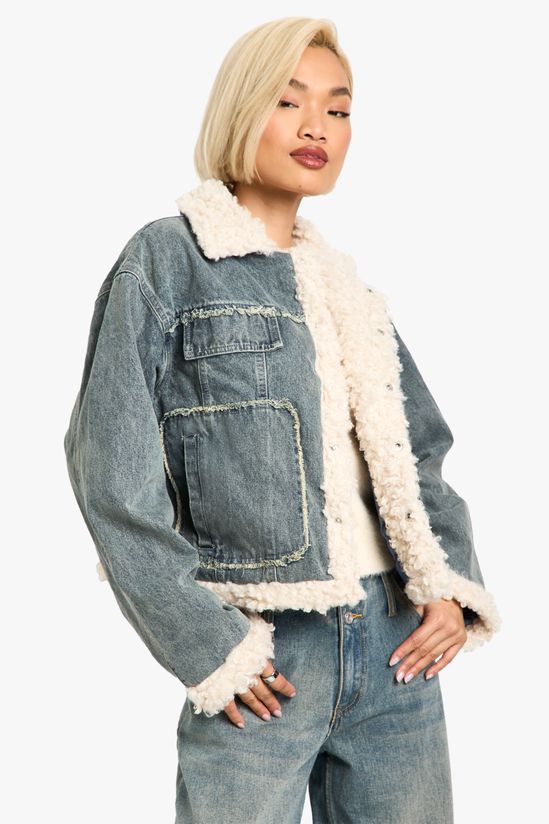 Teddy Trim Denim Jacket