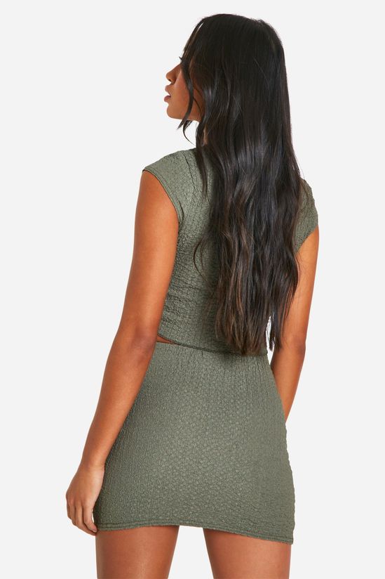Textured Lettuce Hem Mini Skirt