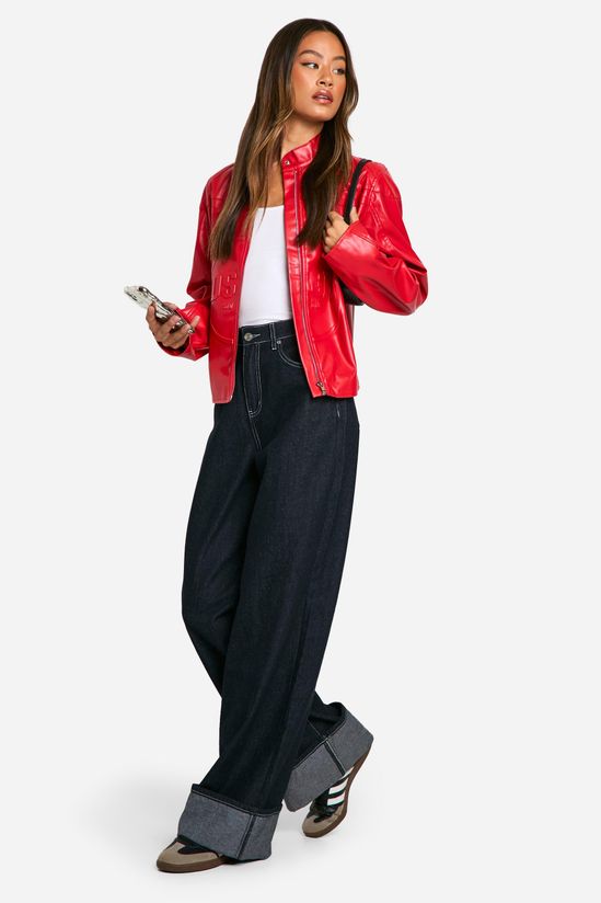 Tall Embossed Faux Leather Moto Jacket