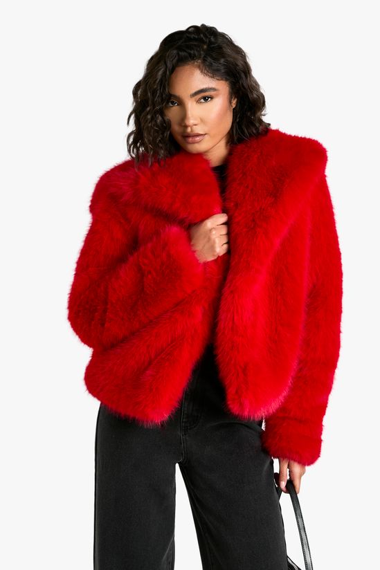 Tall Oversized Collar Faux Fur Jacket