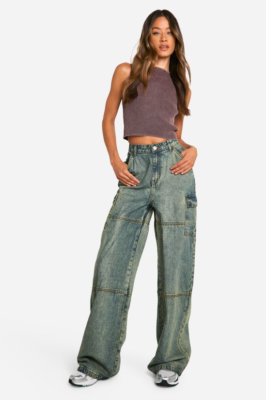 Tall Panelled Vintage Wash Wide Leg Jean