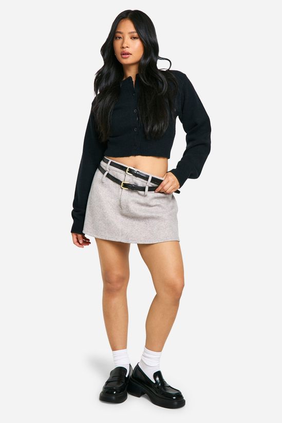Petite Wool Look Micro Mini Skirt