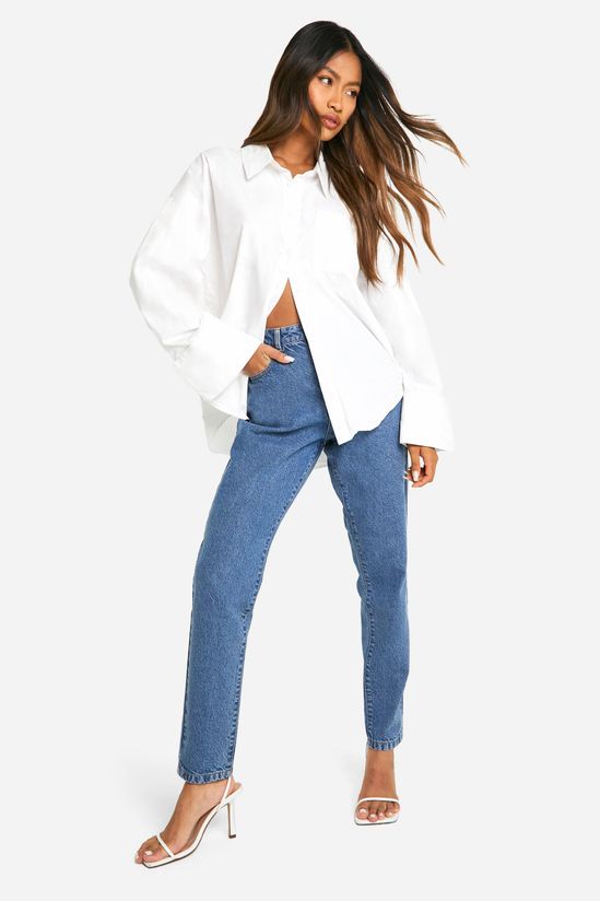 32 Inch Leg High Waisted Slim Fit Mom Jeans