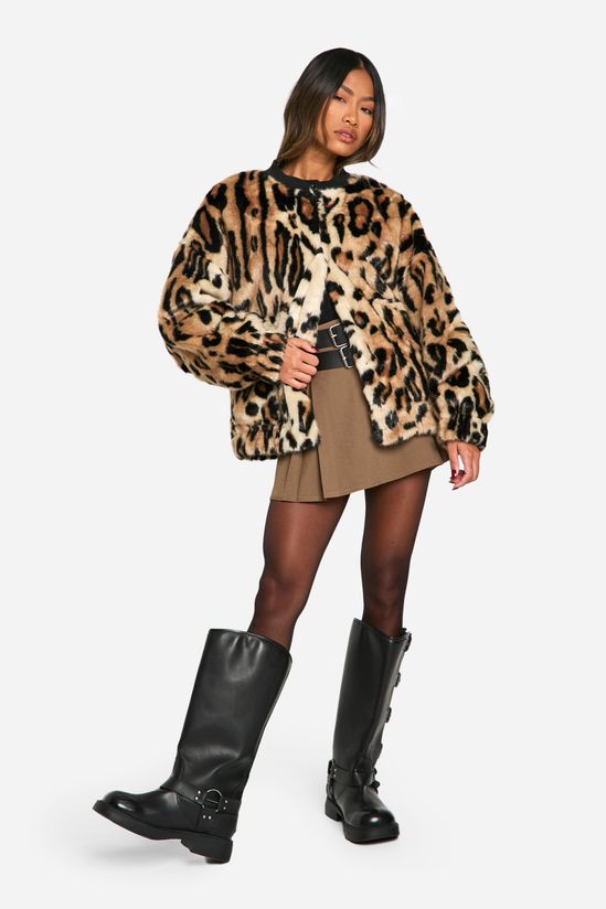 Oversized Faux Suede Bomber Jacket