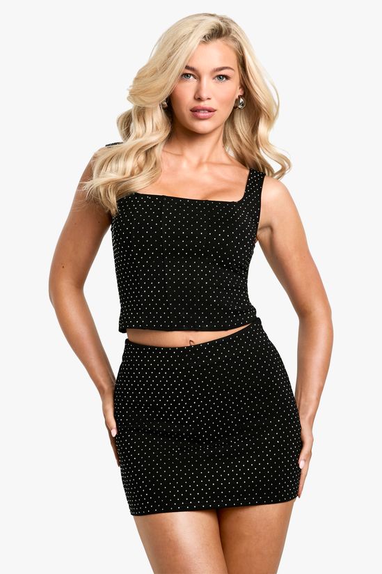 Hot Fix Diamante Mini Skirt