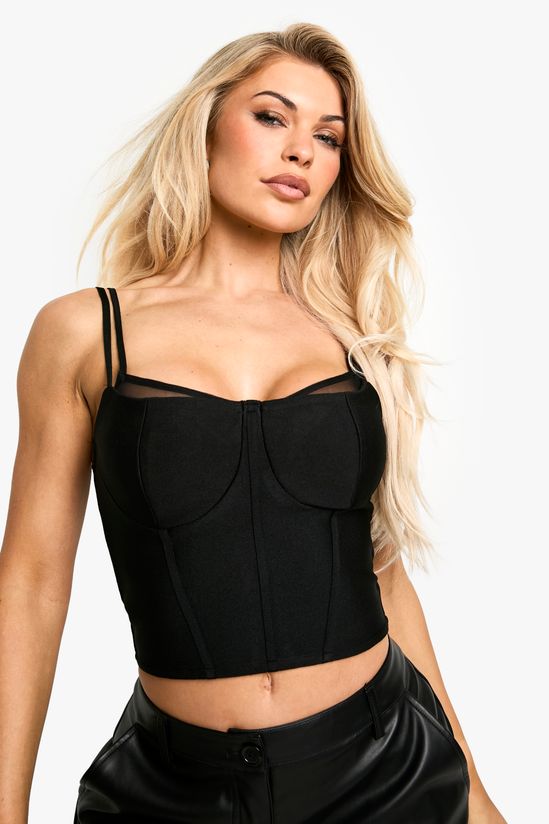 Bandage Mesh Insert Cupped Corset Top