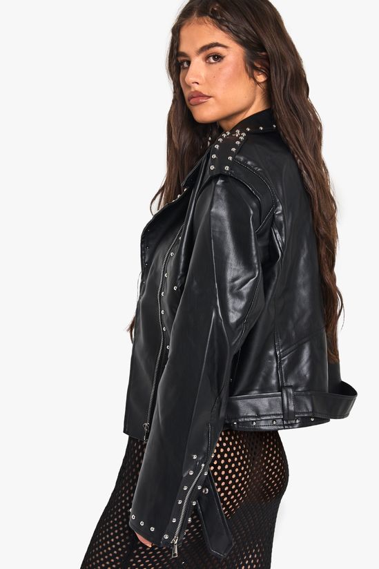 Studded Faux Leather Biker Jacket