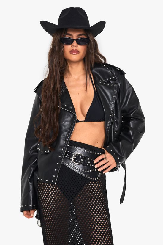 Studded Faux Leather Biker Jacket