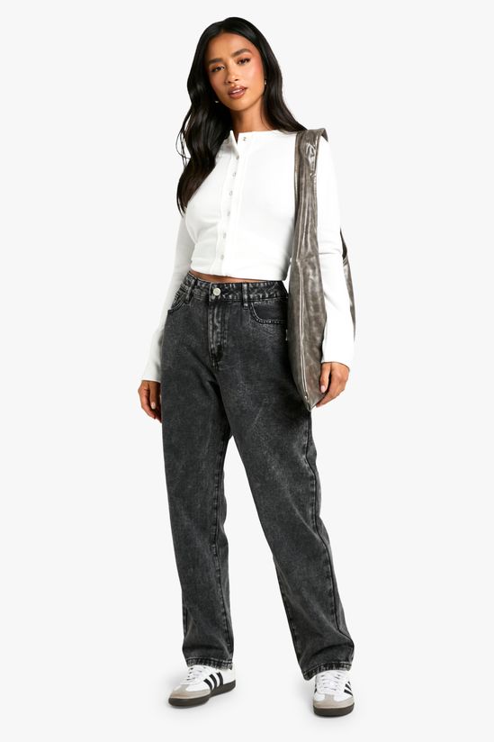 Petite Basics Washed Straight Leg Jean