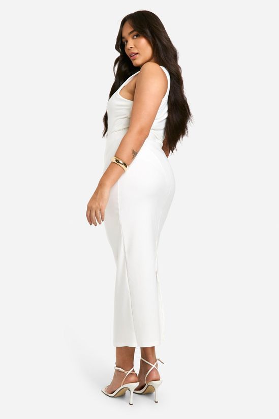 Plus Bengaline Split Back Hem Maxi Skirt