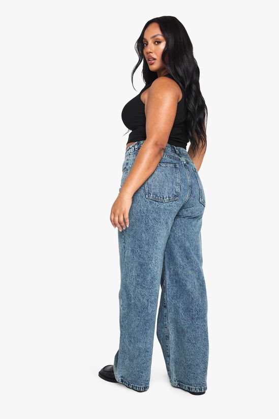 Plus High Waisted Wide Leg Jeans