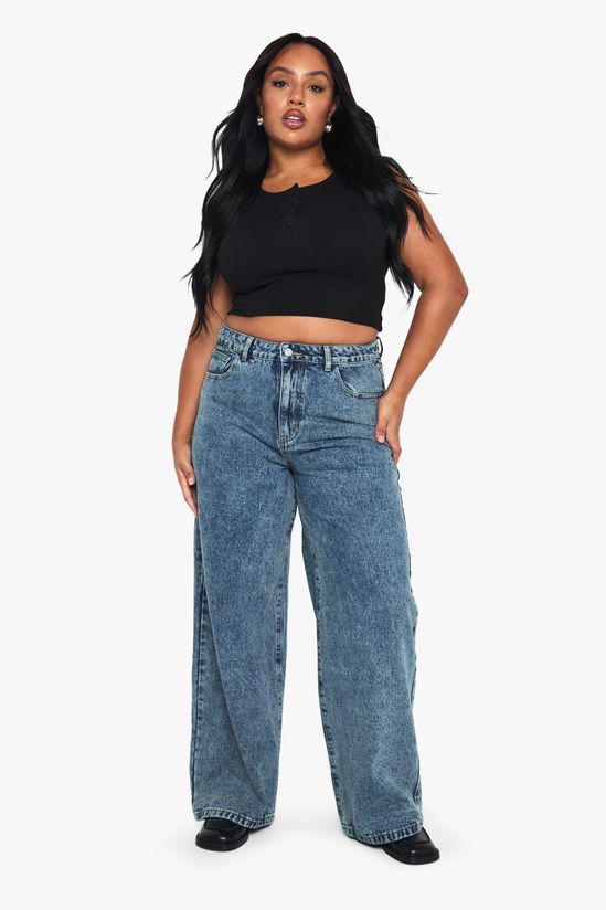 Plus High Waisted Wide Leg Jeans
