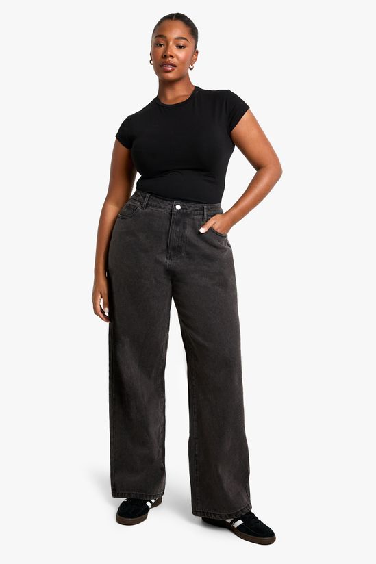 Boohoo Basics Plus High Waisted Boyfriend Jeans