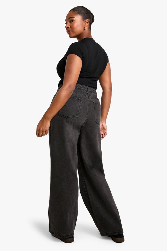 Boohoo Basics Plus High Waisted Boyfriend Jeans