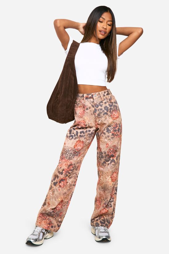 Rose Leopard Print Straight Leg Jean