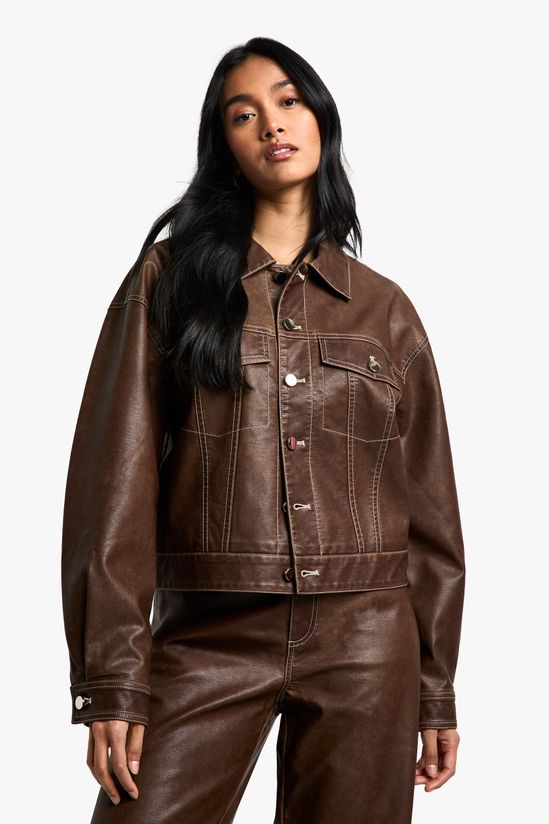 Vintage Look Faux Leather Jacket
