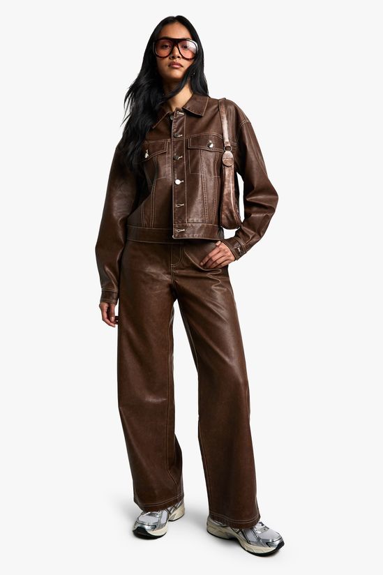 Vintage Look Faux Leather Jacket