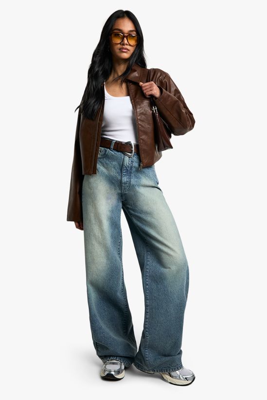Shoulder Pad Faux Leather Jacket