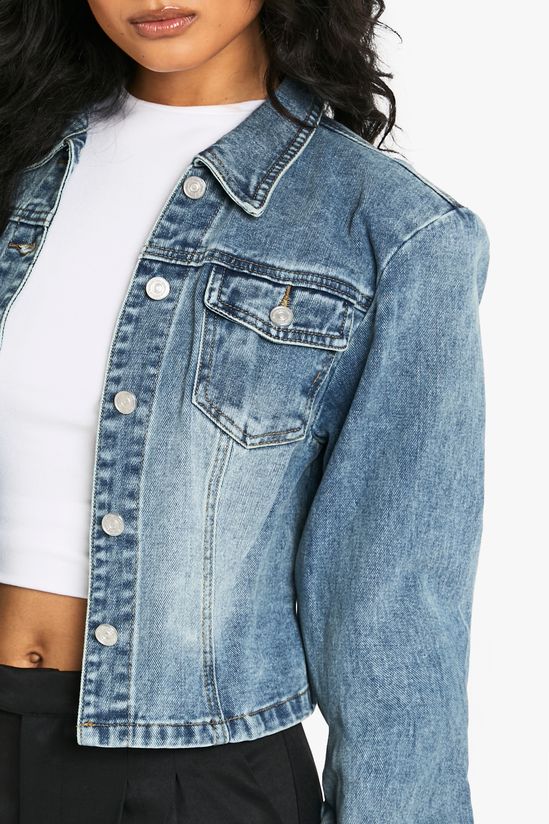 Shoulder Pad Detail Denim Jacketc