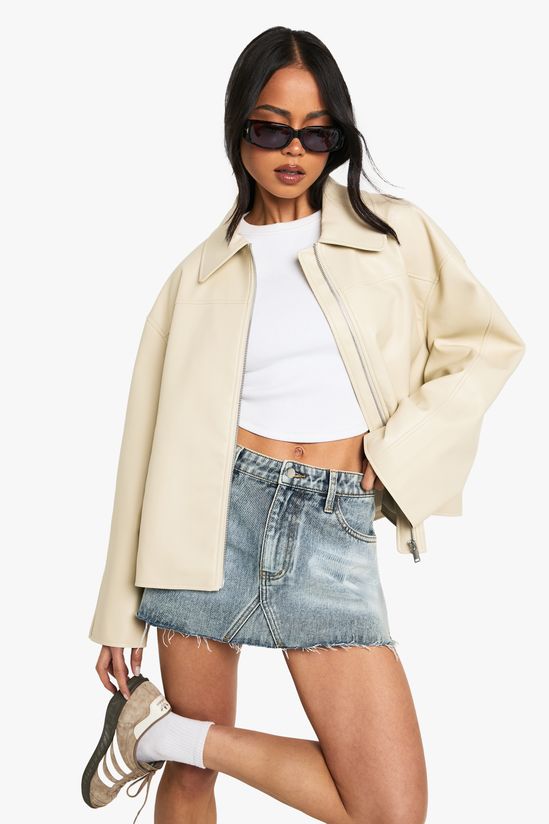 Faux Leather Zip Jacket