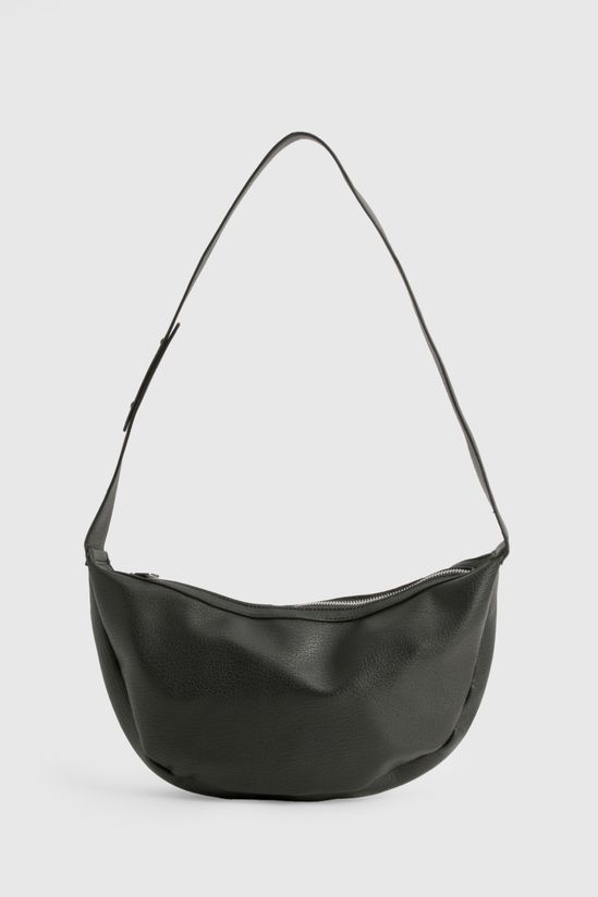 Textured PU Round Shoulder Bag