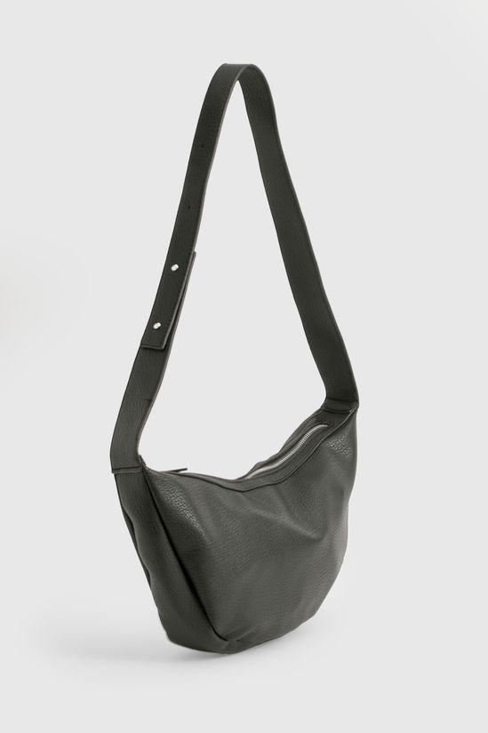 Textured PU Round Shoulder Bag