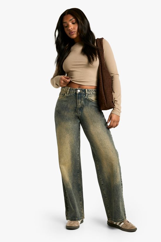 Basics Vintage Wash High Waisted Super Wide Leg Jeans