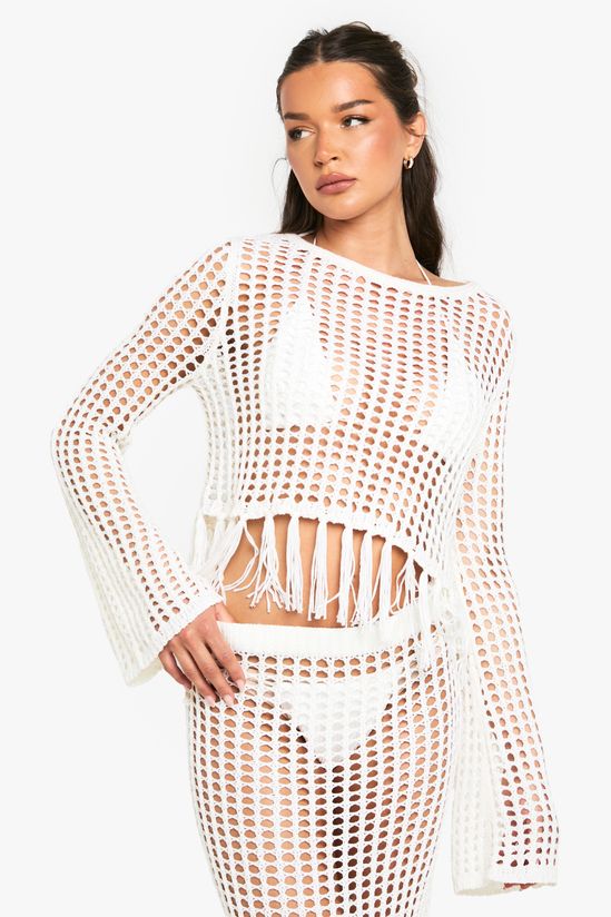 Tassel Trim Crochet Top