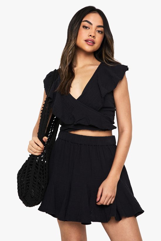 Cheesecloth Godet Hem Mini Skirt