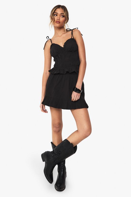 Ruffle Hem Poplin Mini Skirt