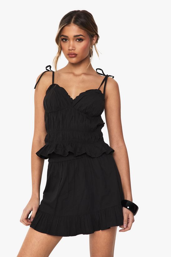 Ruffle Hem Poplin Mini Skirt