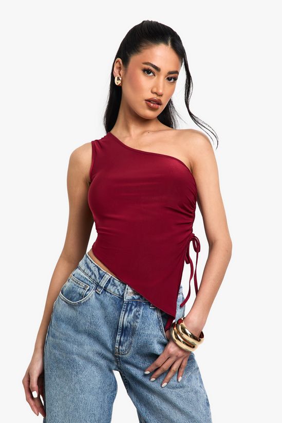 Slinky One Shoulder Ruched Detail Top