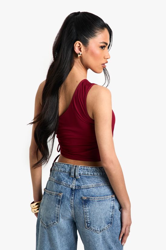 Slinky One Shoulder Ruched Detail Top