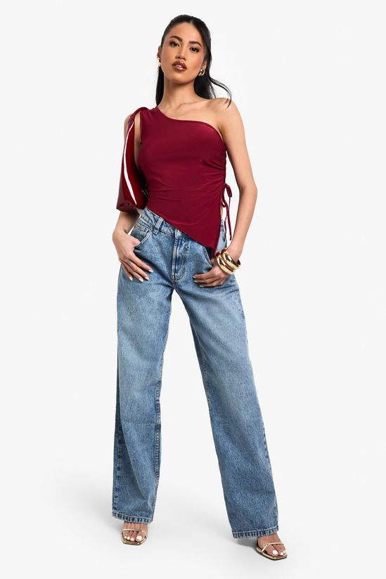 Slinky One Shoulder Ruched Detail Top
