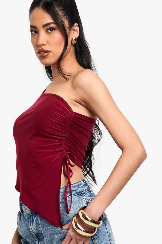 Slinky One Shoulder Ruched Detail Top