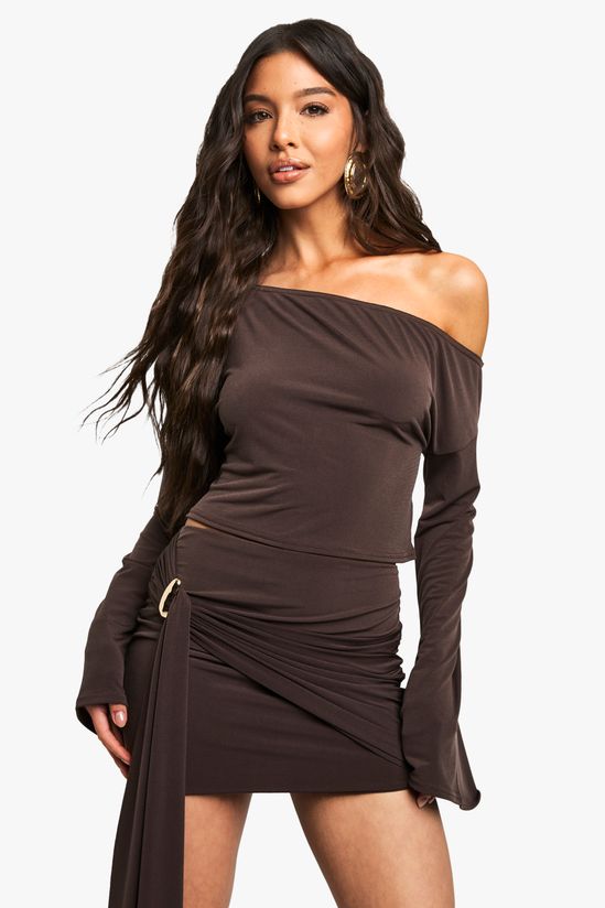Slinky Off The Shoulder Slouchy Long Sleeve Top
