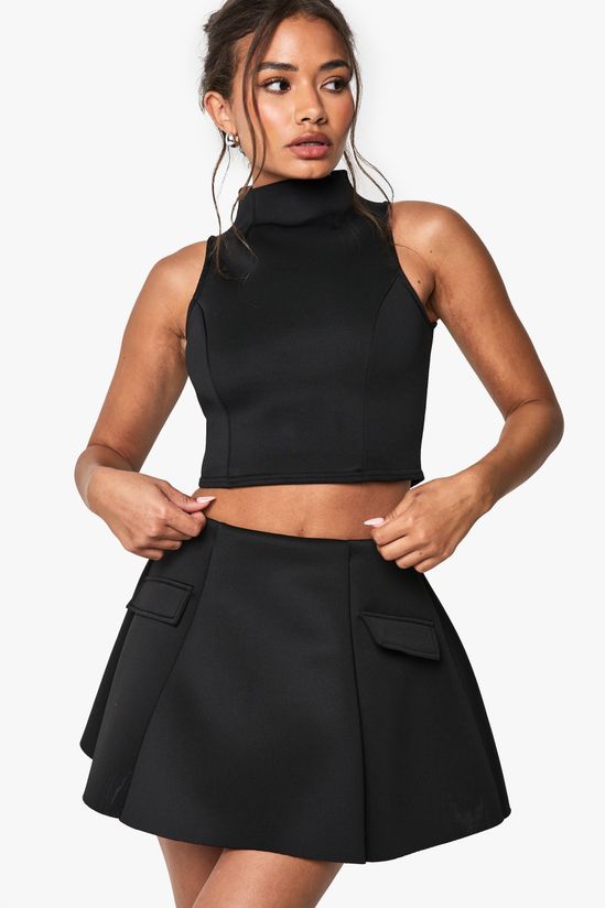 Scuba Pocket Detail A Line Skirt