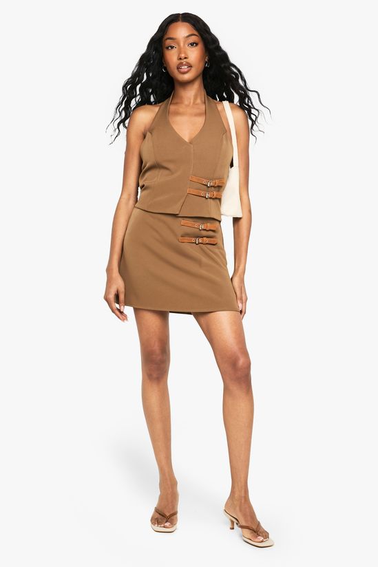 Buckle Detail Tailored Mini Skirt