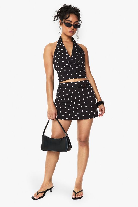 Woven Polka Dot Wrap Top