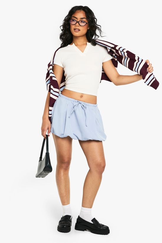Woven Puffball Mini Skirt