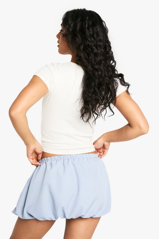 Woven Puffball Mini Skirt