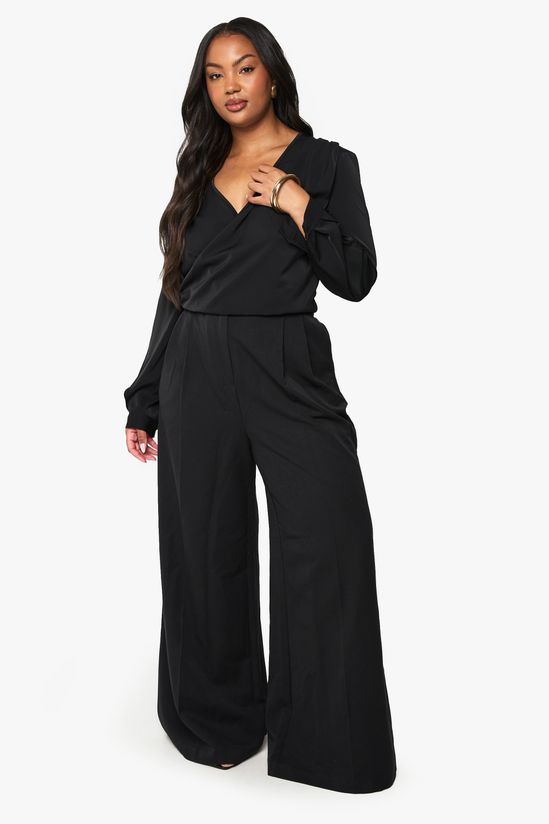 PLUS LONG SLEEVE COWL NECK TOP