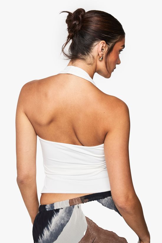 Slinky Ring Detail Wrap Halterneck Top