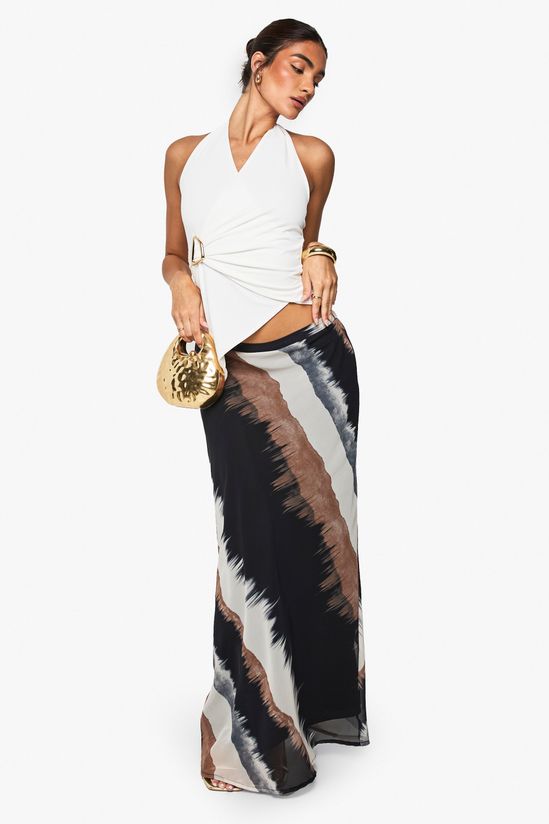 Slinky Ring Detail Wrap Halterneck Top